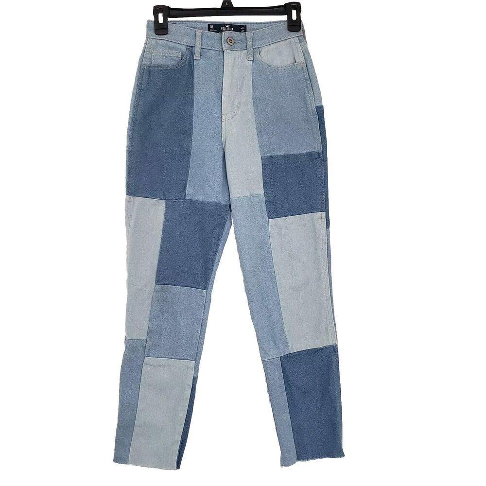 Hollister Ultra High-Rise Patchwork Mom Jeans Size 24x27 tag 25x26.5 meas Sz 0-2
